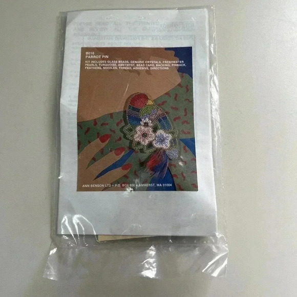 ANN BENSON NEW SEALED PARROT PIN KIT B018, BEADS CRYSTALS TURQUIOSE AMETHYST - Picture 7 of 12